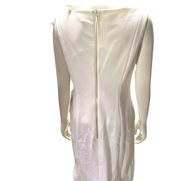 Calvin Klein Elegant White One-Shoulder Dress With Bow Accent Zipper Back  Sz 8 - Picture 3 of 15
